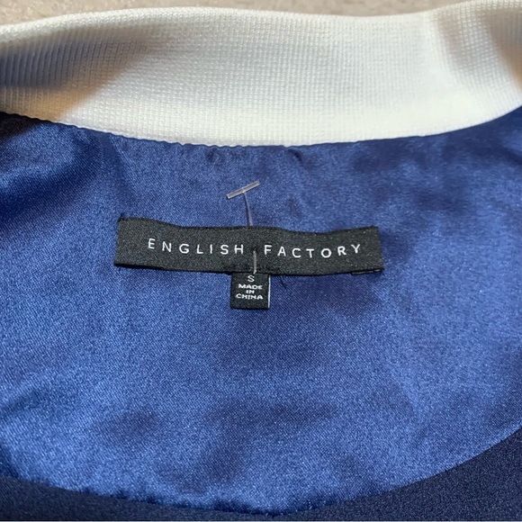 NWOT English Factory Lace Bomber Jacket Navy Blue Women Small - Picture 6 of 7